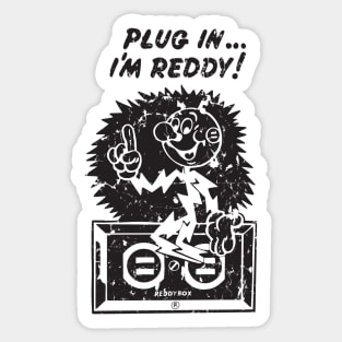 plug in reddy kilowatt distressed black Sticker